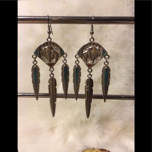 Sterling silver western dangle earrings